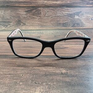 Ray-Ban RB 5228 5014 Black White Red Logo Print Eyeglasses 50-17-140